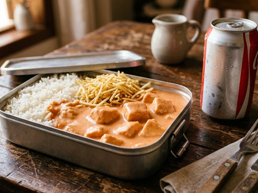 Combo Solteiro — Strogonoff de Frango + Coca Lata